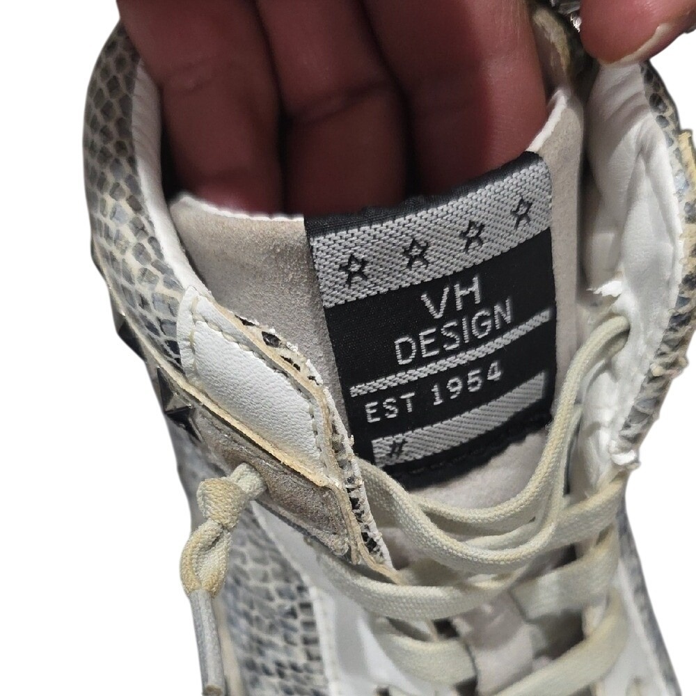 Vintage Havana VH Design Snakeskin High Top Sneakers Silver Metallic Zip Up 9 - Picture 8 of 9